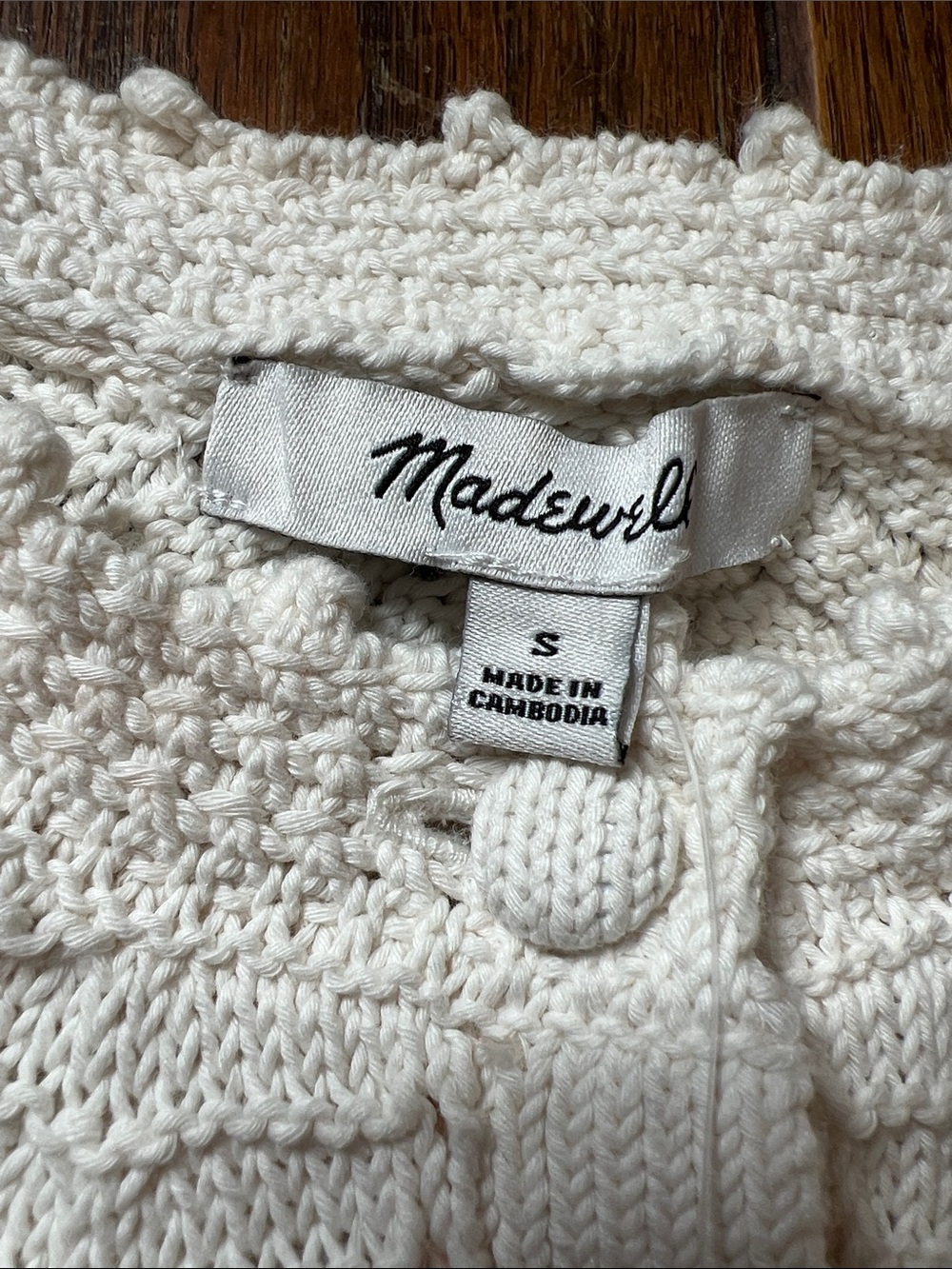 Madewell Cream Wavy-Knit Button-Front Top Size Small New With Tags NWT - Picture 3 of 8